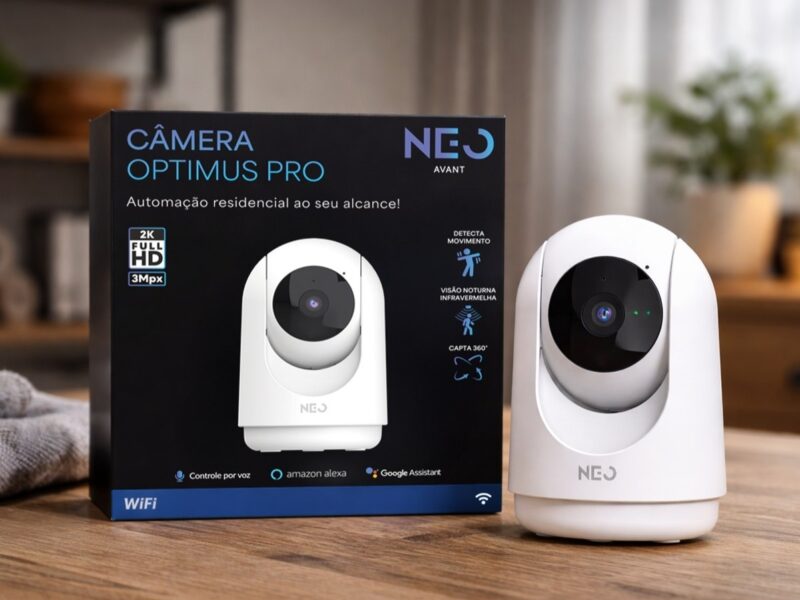 Câmera De Segurança Wi-fi Inteligente Full Hd 2k 360° Visão Noturna Optimus Pro Branco Avant Neo