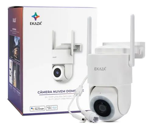 Câmera de segurança Externa Wifi Dome Lite Prova da Água Resistente Ip66 Ekaza Branco