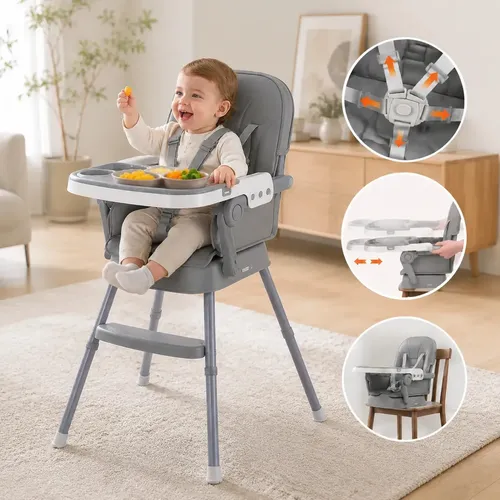 Cadeira De Alimentação Infantil Para Bebê Dobrável E Portátil Com Ajuste De Altura | Cadeira Bebe Refeição Dobravel Cadeirinha Alimentacao