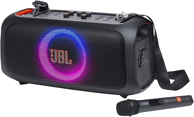 Caixa de Som, JBL, PartyBox On The Go Essential, Com Microfone, Bluetooth, Show de Luzes, À Prova de Respingos – 100W RMS