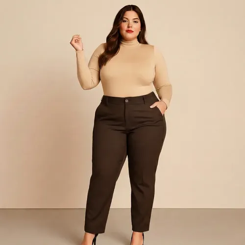 Calça Alfaiataria Plus Size Feminina Social Premium Cos Alto