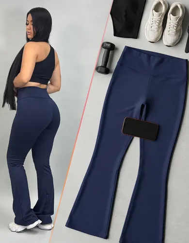 Calça Legging Flare Bailarina Sem Transparência Cintura Alta