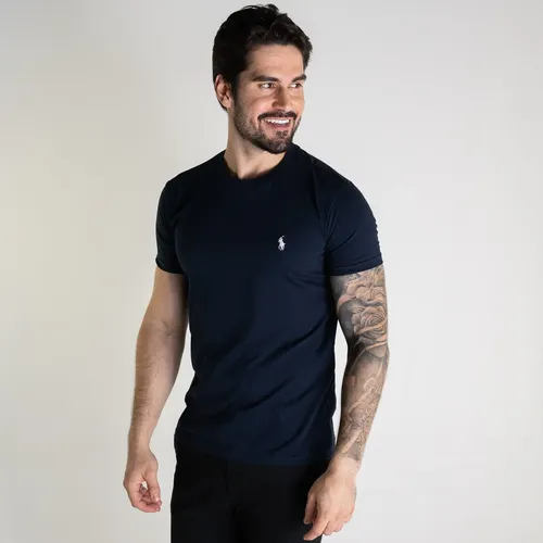 Camiseta Ralph Lauren Masculina Básica Azul Petróleo
