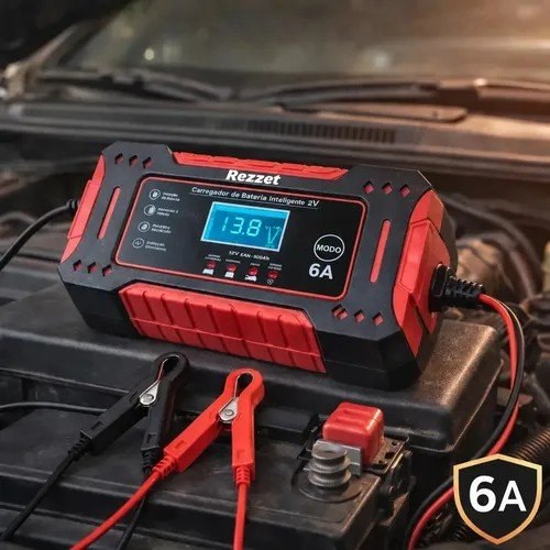Carregador De Bateria Automotiva Portátil 12v 4ah-100ah 6a Carro Moto Caminhão Automático