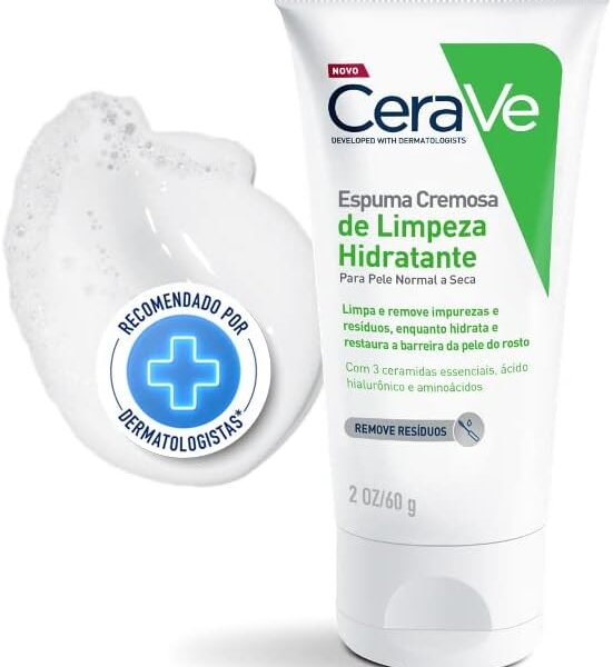 CeraVe, Espuma Cremosa de Limpeza Hidratante, com Ácido Hialurônico