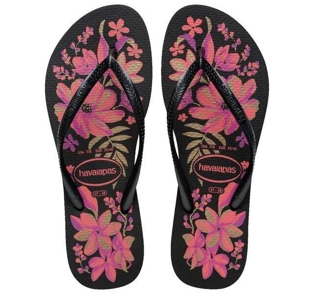 Chinelo Feminino Havaianas Slim Organic Floral Original Flor