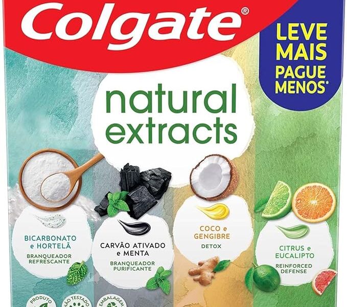 Colgate Natural Extracts Creme Dental Clareador, 4x90g