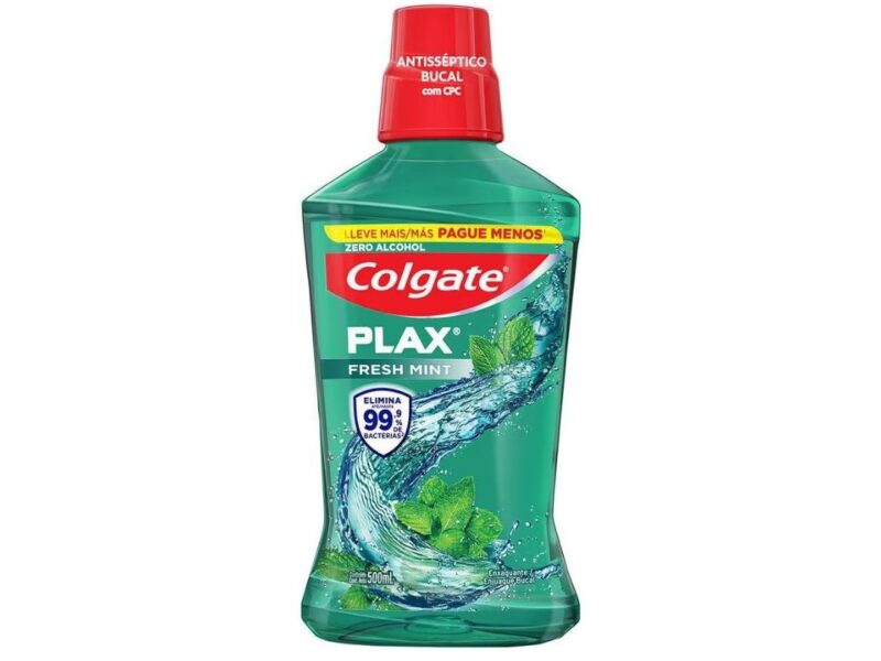 Colgate Plax Fresh Mint Enxaguante Bucal Sem Álcool, 500ml