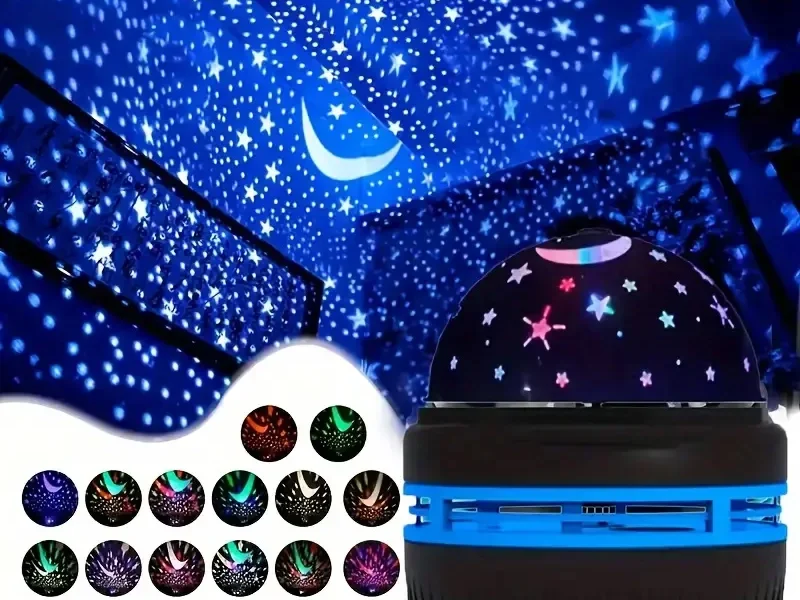 Colorido led céu estrelado projetor galáxia luz bola mágica lua estrela luz da noite quarto atmosfera lâmpada para decoração de casa