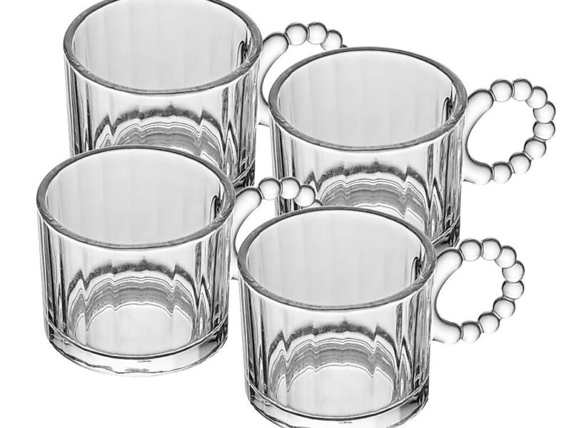 Conjunto 4 Xícaras de Vidro Classic Wolff 100ml Resistente ao Calor Ideal para Café Expresso Chá e Sobremesas Quentes
