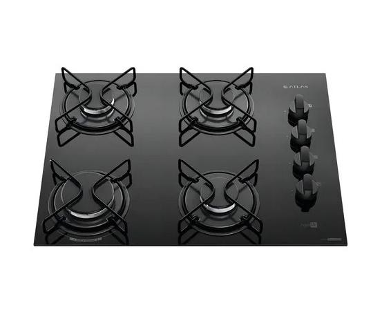 Cooktop 4 Bocas Atlas Agile Up Mesa Vidro Mega Chama Bivolt
