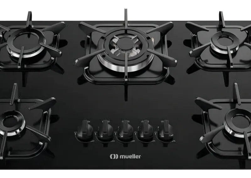 Cooktop Mueller 5 Bocas Preto Com Queimador Tripla Chama G5