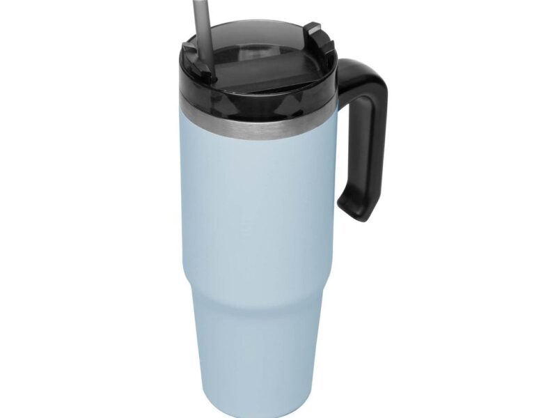 Copo Térmico SlimTerm 890ml Aço Inox Wolff Azul Parede Dupla com Canudo Base Ergonômica para Bebidas Quentes e Frias na S por R$ 37,90