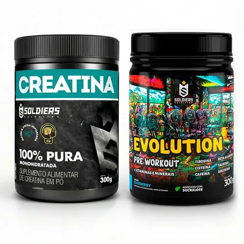 Creatina 300g + Pré-treino Blueberry Evolution 300g – Soldiers Nutrition 