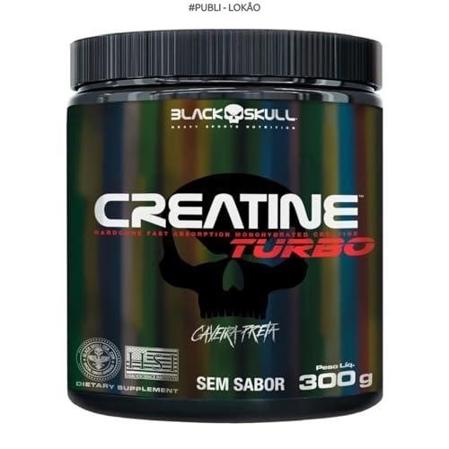 Creatine Turbo – sem sabor – Pote 300g – Black Skull – Suplementação para Treino, Performance, Ganho Muscular, Hipertrofia, Força e Resistência