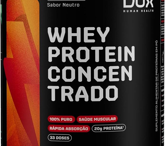 DUX HUMAN HEALTH Whey Protein Concentrado 900g Sem Sabor – Versátil para Receitas e Shakes