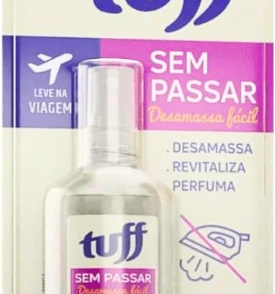 Desamassador de Roupas Tuff Sem Passar Blister, 60ml | Desamassa Instantaneamente, Proteção Contra Maus Odores, Revitaliza e Perfuma os Tecidos, Neutraliza Odores entre Lavagens, Prático para Viagens