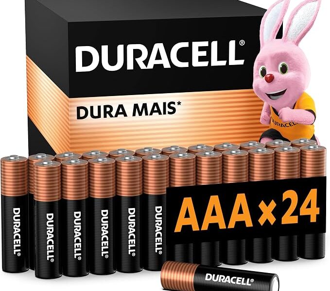 Duracell Pilhas Alcalinas AAA Palito Pack 24 Unidades – Dura Mais – Ideal para Controle de Videogame e Brinquedos