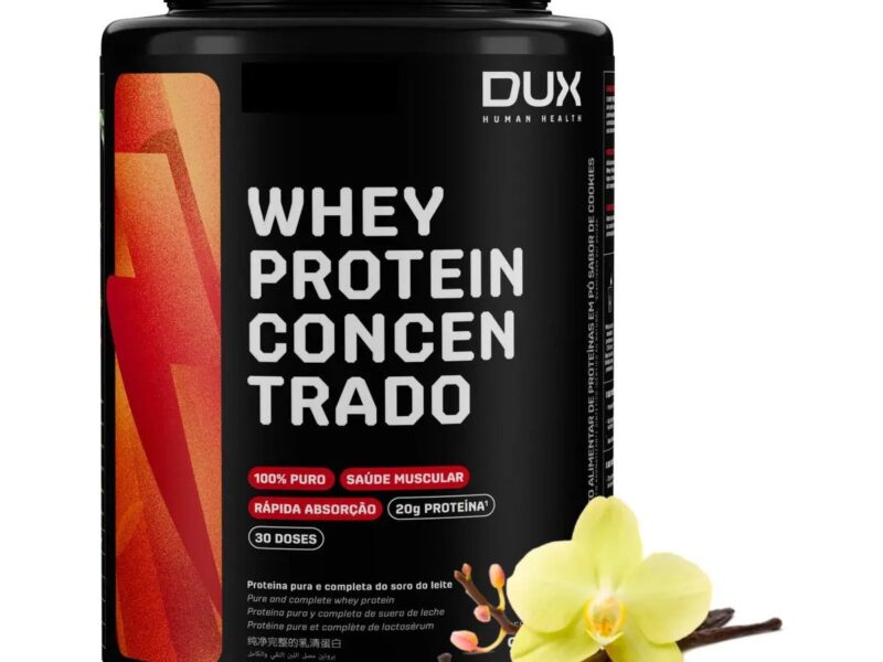 Dux Whey Concentrado 100% Puro Para Ganho De Massa – 900g Sabor Baunilha