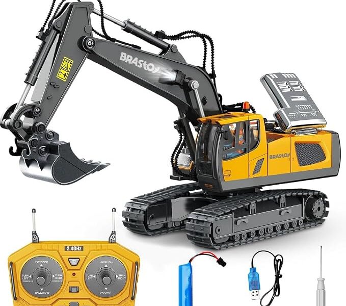 Escavadeira Carros de Controle Remoto Brinquedos Infantil 2.4GHz Recarregável (Escavadeira Carros)