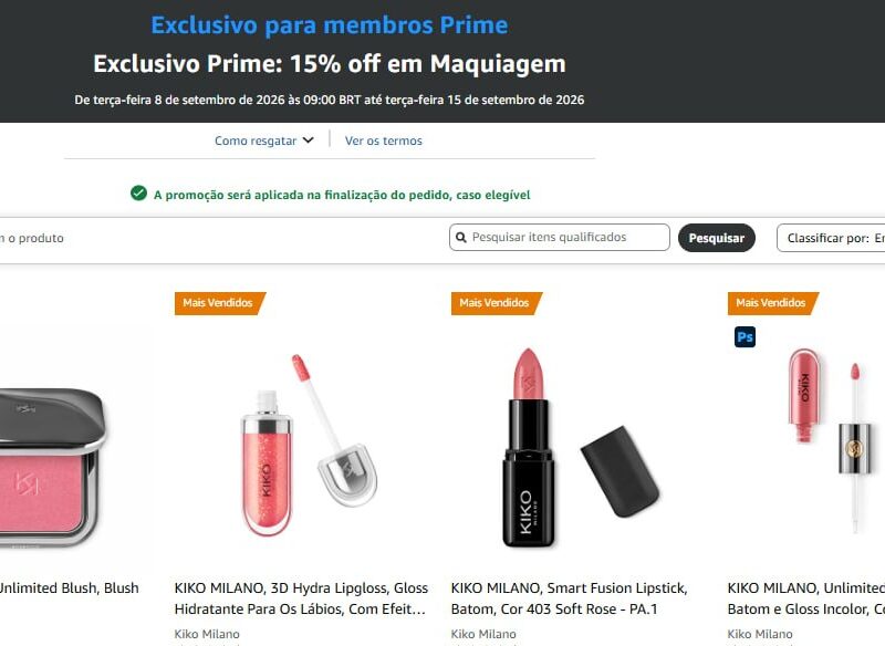 Exclusivo Prime: 15% off em Maquiagem