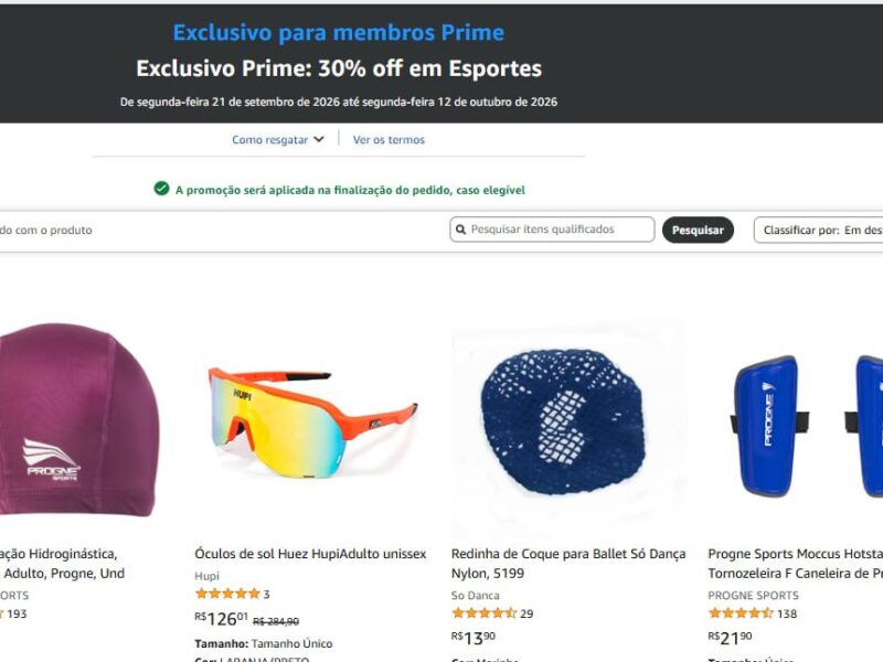 Exclusivo Prime: 30% off em Esportes