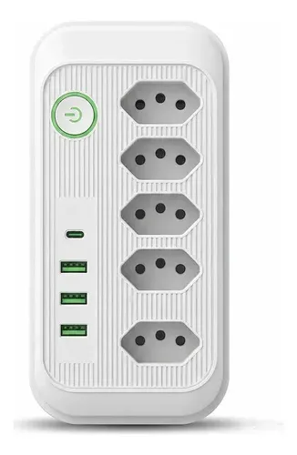 Extensão Elétrica Tomadas Usb Type-c Bivolt Filtro De Linha