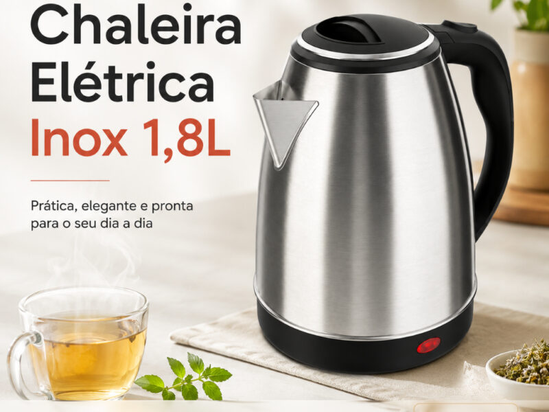 FIX/STARTOOLS Chaleira Jarra Elétrica 110V ou 220V 1.8 Litros 1000W Inox Prateada