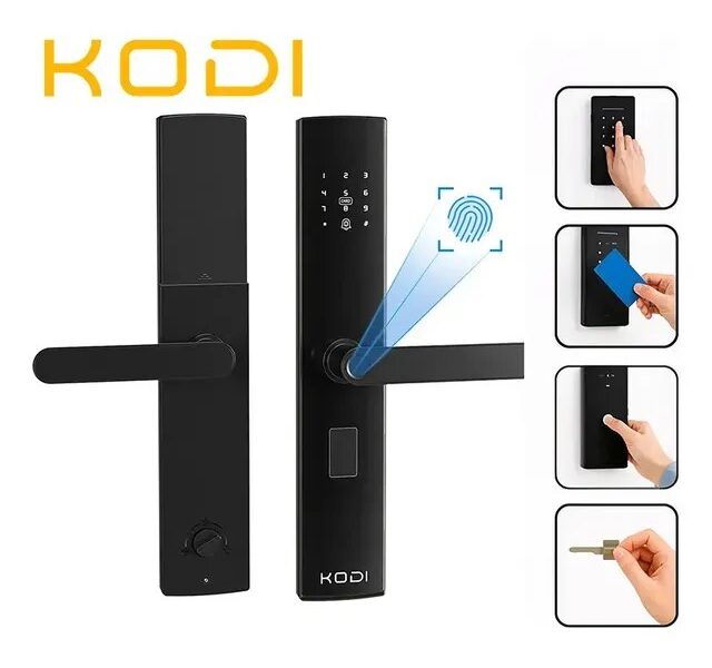 Fechadura Digital Biométrica Com Senha Para Porta De Madeira Preto