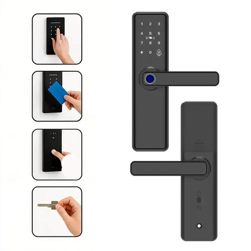 Fechadura Eletrônica Digital Com Biometria, Senha, Tag E Chave Touch Anti-espião Inteligente Preta Para Porta (casa/apartamento/hotel) Preto