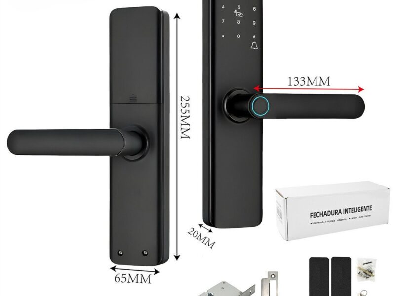 Fechadura Eletrônica Smart Door com Impressão Digital, Senha, Cartão NFC e Chave Mecânica fang