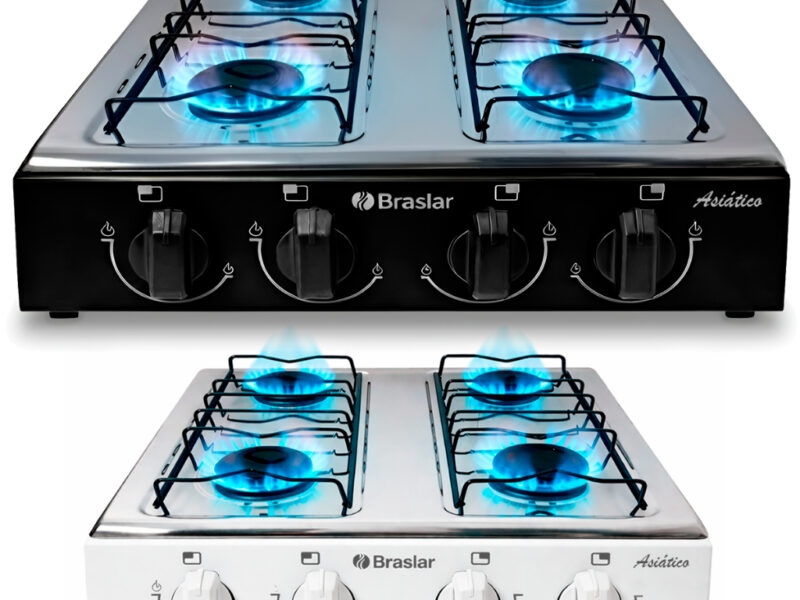 Fogão Cooktop De Mesa Portátil A Gás 4 Bocas Braslar