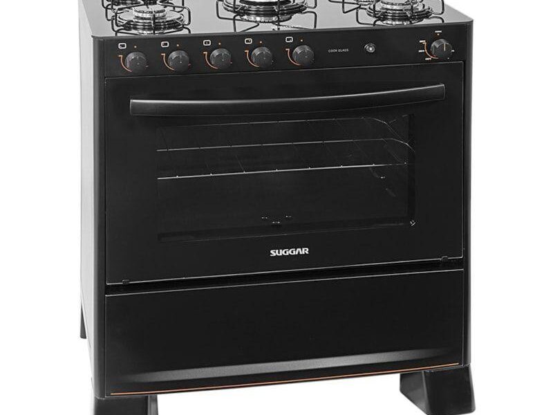 Fogão Suggar Cook Glass 5 Queimadores Preto FGVCG510PT Bivolt