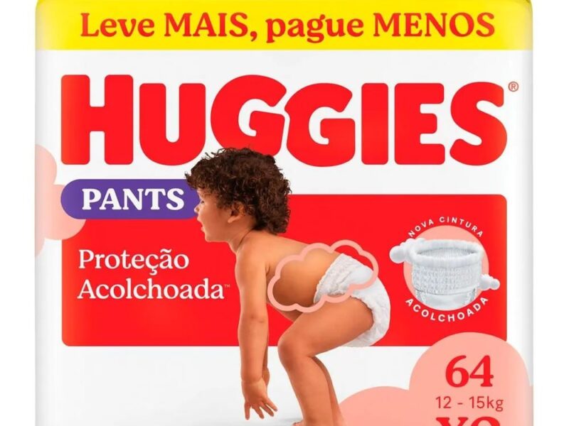 Fralda Huggies Pants Roupinha Proteção Acolchoada XG 64 Unidades
