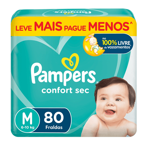 Fralda Pampers Confort Sec M 80 Unidades