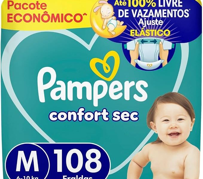 Fralda Pampers Confort Sec Tamanho M, 108 Unidades