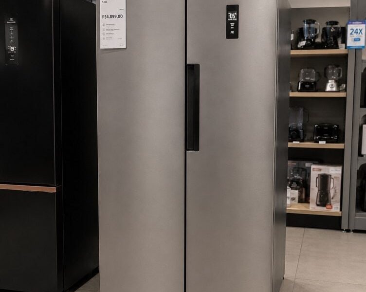 Geladeira Refrigerador HQ Frost Free Side By Side 460 Litros Cinza HQ-460SBSFF