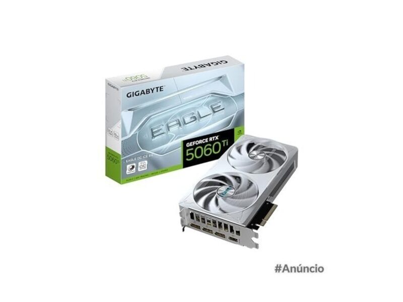 Gigabyte Placa gráfica GeForce RTX 5060 Ti EAGLE OC ICE 8G – 8GB GDDR7, 128bit, PCI-E 5.0, 2617MHz Core Clock, 3 DisplayPort, 1 x HDMI, GV-N506TEAGLEOC ICE-8GD