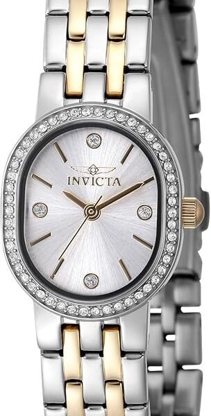 INVICTA Mostrador Angel Lady de 20 mm, aço inoxidável, ouro rosa, prata e ouro rosa, quartzo PC21J