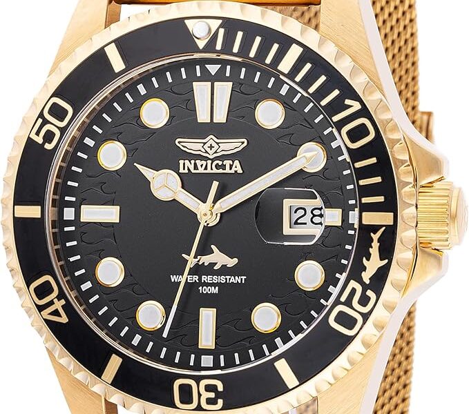 INVICTA Mostrador masculino Pro Diver 43 mm de aço inoxidável dourado e quartzo PC32