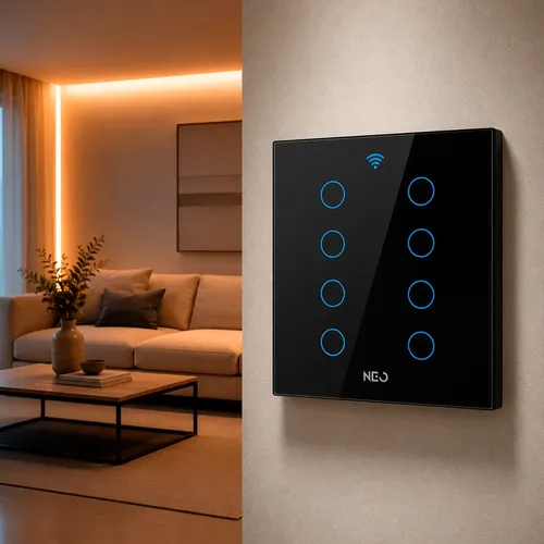 Interruptor Smart Wi-fi 8 Botões Touch Preto Neo By Avant