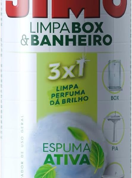 JIMO Limpa Box & Banheiro Limpa Perfuma Dá Brilho Espuma Ativa Aerossol 400ml