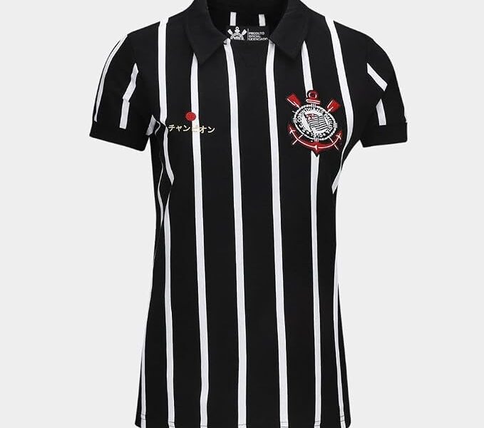 Japão Corinthians Camiseta Retrô Coimbra, Gola Polo Listrada