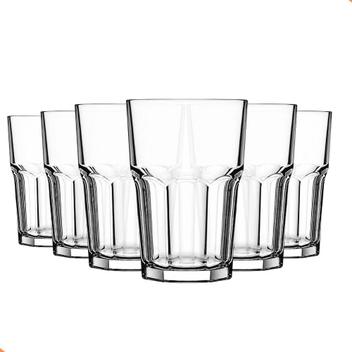 Jogo De 6 Copos em Vidro 350ml Ideal Para Água, Suco e Drinks – Rio Glass – Copo de Água / Suco –