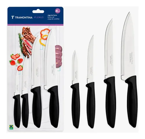 Jogo Facas Tramontina Kit Conjunto Faca Cozinha Churrasco 4p