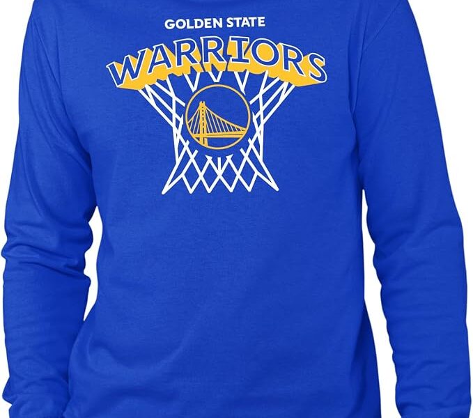 Junk Food NBA – Nothing But Net – Camiseta adulta oficialmente licenciada para fãs de manga comprida para homens e mulheres