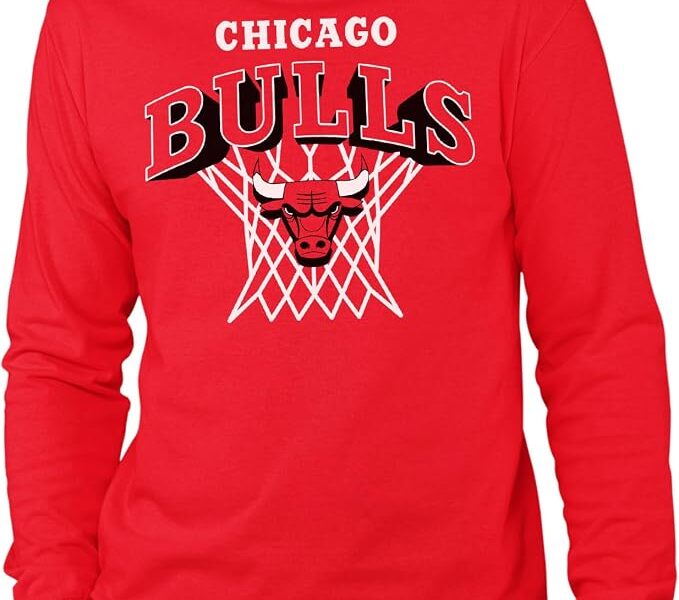 Junk Food NBA – Nothing But Net – Camiseta adulta oficialmente licenciada para fãs de manga comprida para homens e mulheres