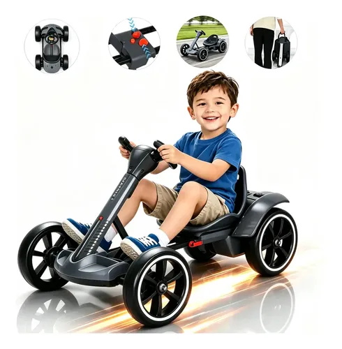 Kart Elétrico Para Crianças 8km/h Com Led E Controle Remoto