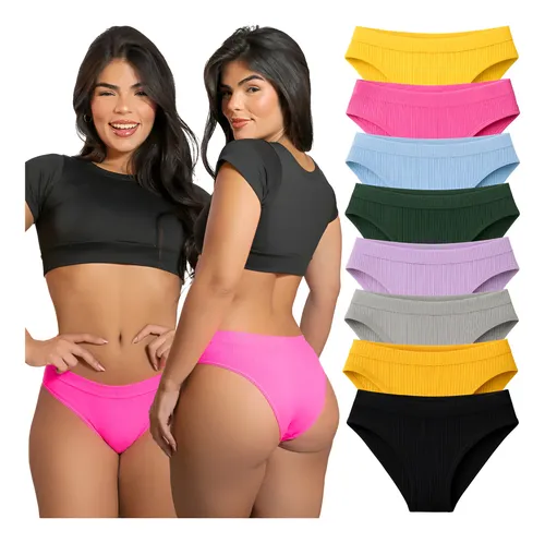 Kit 10 Calcinhas Tanga Canelada Básica