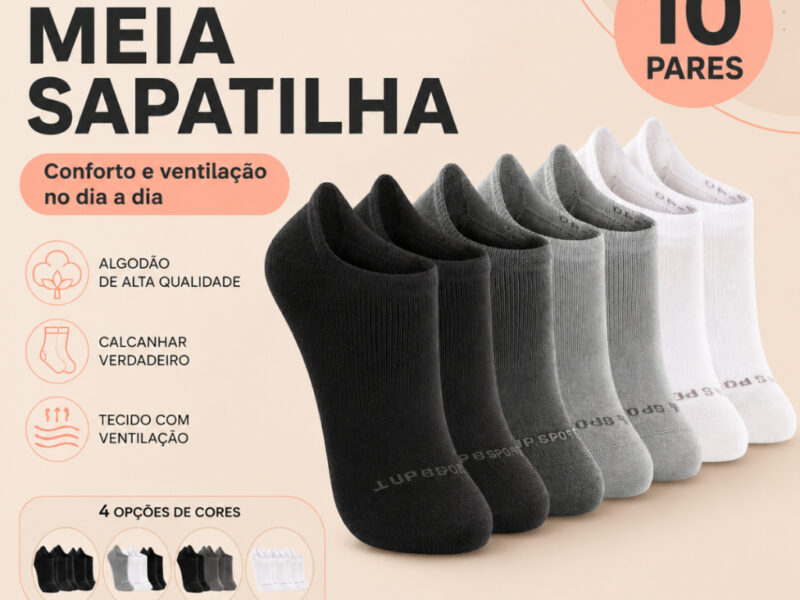 Kit 10 Pares Meias Lupo Sport Cano Invisível Algodão Soquete Sapatilha Unissex Original Confortável na S por R$ 63,58